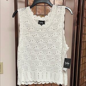 by & by White Lace Tank Top